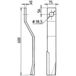 Lame de gyrobroyeur GIRAX 600x75x12 mm, pièce interchangeable