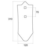 Pointe 310x120x12 mm, trous 12 mm, pour déchaumeur à dents UNIA Kos, 1738/05-006/0, AP701, pièce interchangeable