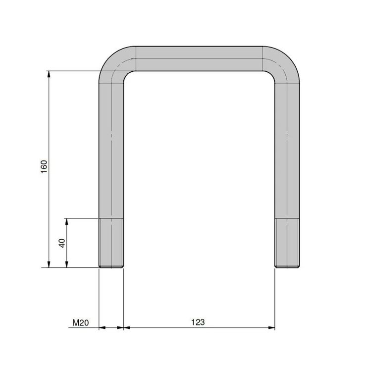 Etrier Ø20 x 120mm, pour déchaumeur AGRISEM, ETR-504, pièce origine