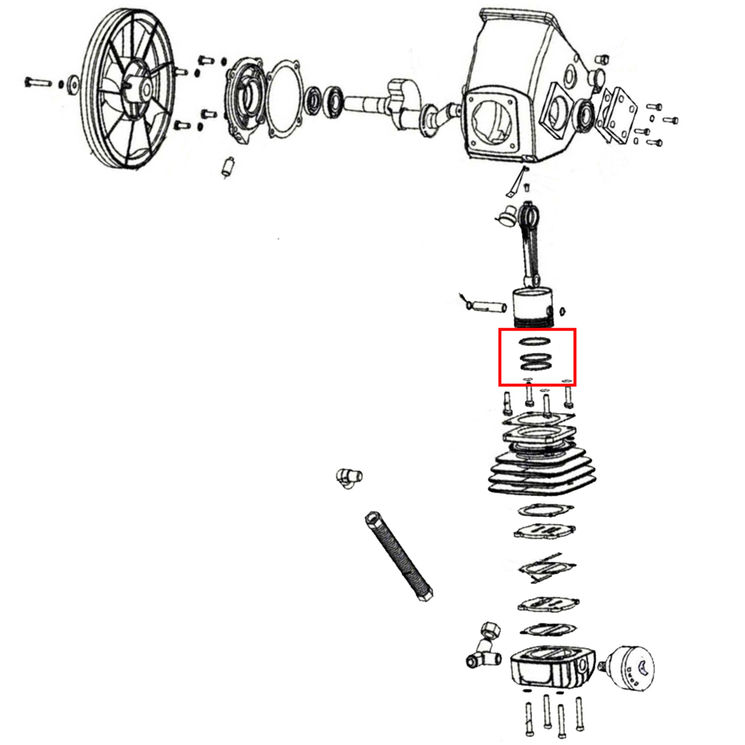 Jeu de 3 segments pour compresseur wbm25, WD20015, PRODIF EXPERT