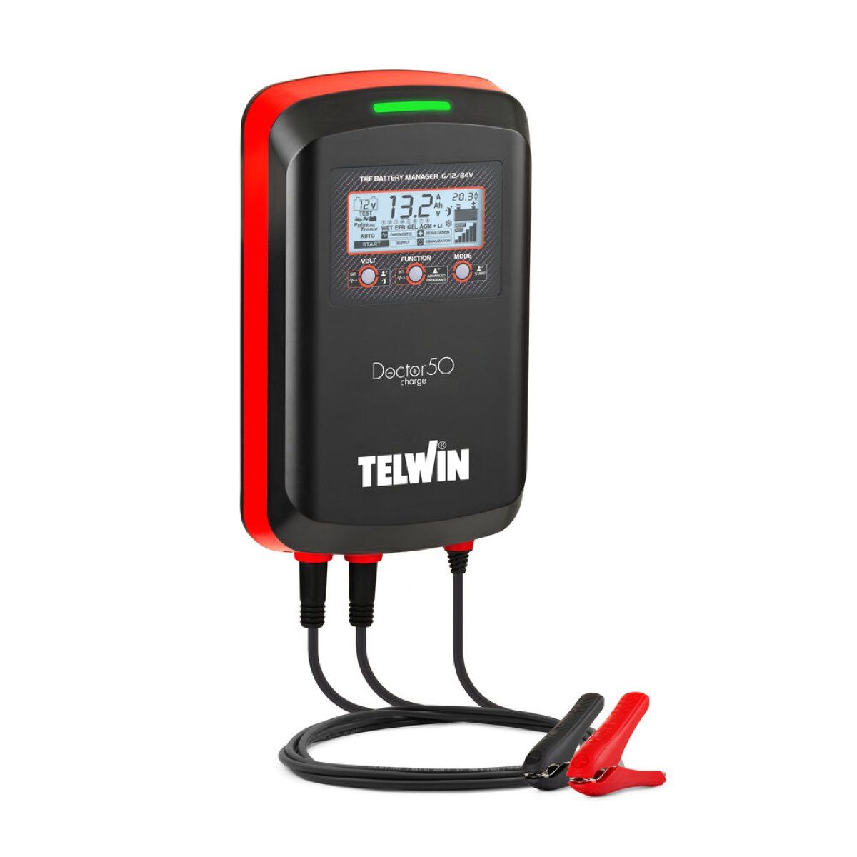 Chargeur de batterie électronique multifonction 6 V / 12 V / 24 V, TELWIN Doctor charge 50