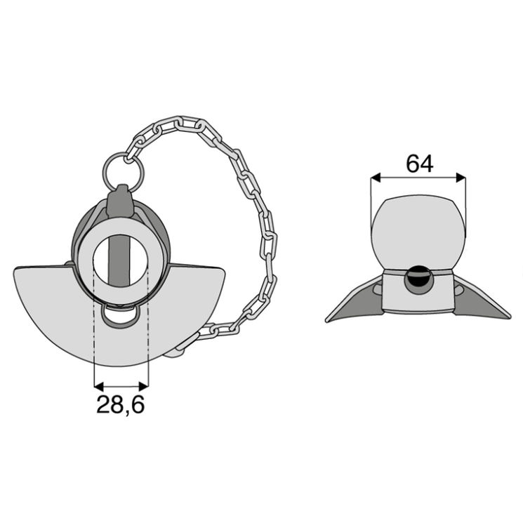 Rotule pour crochet inférieur avec cône guidage cat 3/2, Ø28,6x64 mm