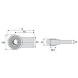 Rotule à souder flancs droits Ø 38,4 mm, partie à souder 80 mm