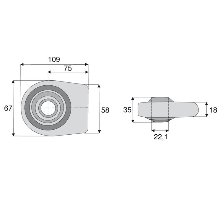 Rotule à souder WE queue plate Ø22,6 mm cat 1