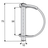 Goupille à arceau diamètre 10mm, diamètre axe 56mm, longueur totale 75mm