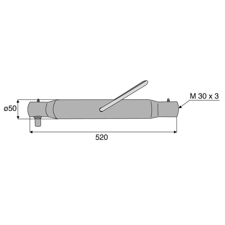 Tube pour barre de poussée, filetage Ø 30x3, 520 mm avec poignée et 2 graisseurs, gamme PRO