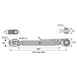Barre de poussée mécanique articulation / rotule, catégorie 2/2, filetage 36x3 mm, longueur 470/690 mm, gamme Pro