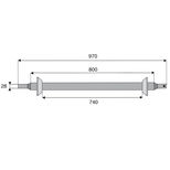 Barre ronde Ø28 mm avec 2 coupelles à souder, longueur 970/800 mm, pour attelage automatique catégorie 2