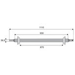 Barre ronde Ø36,5 mm avec 2 coupelles à souder, longueur 1110/870 mm, pour attelage automatique catégorie 3