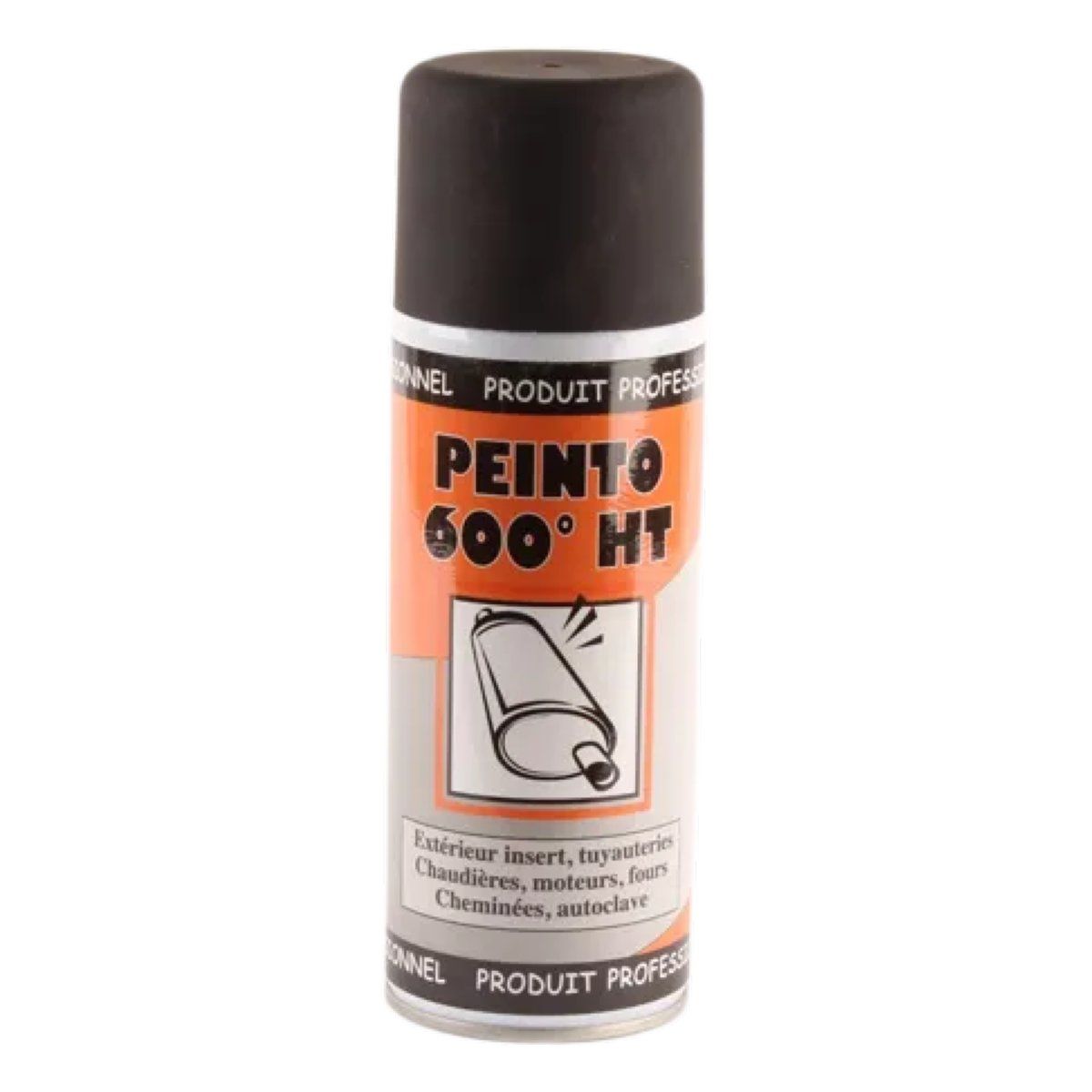 Aérosol PEINTO noir MAT 600° haute température, 400 ml