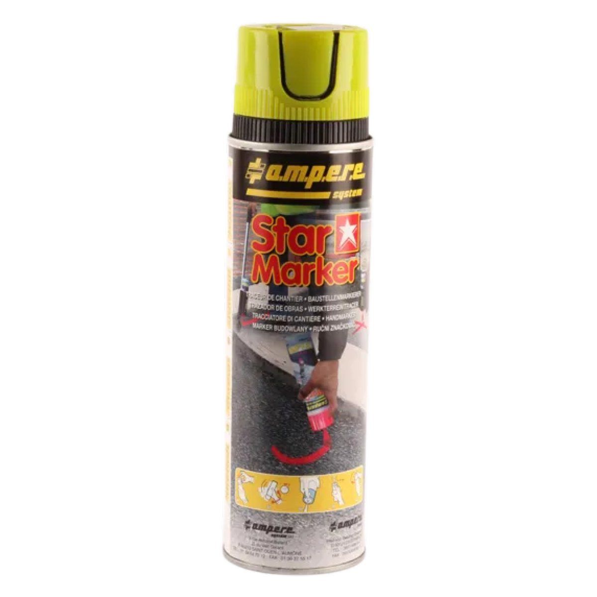 Traceur de chantier aérosol fluo jaune, STAR MARKER, 500 ml