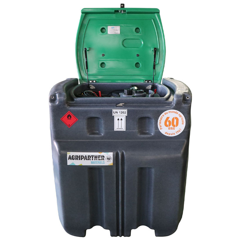 Citerne de ravitaillement GNR 900 litres avec pompe 12V 80l/min, pistolet automatique, spécial batteuse