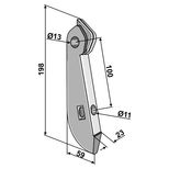 Pointe de soc 190x60x22 mm, pour semoir Amazone, 954581, 956971, pièce interchangeable