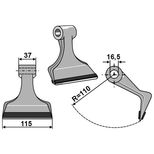 Marteau 110x115x37, trou 16,5mm, rechargement carbure, pour broyeur KUHN, FEHRENBACH