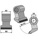 Marteau 75x60x44, trou 25mm, rechargement carbure, pour broyeur AGRIMASTER