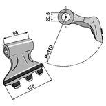 Marteau 110x155x88, trou 20,5mm, rechargement carbure, pour broyeur KUHN, SICMA, WILLIBALD, NOBILI, FEHRENBACH