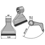 Marteau 110x120x40, trou 16,5mm, rechargement carbure, pour broyeur CELLI, SICMA, TORTELLA, OMARV, ORSI, RINIERI