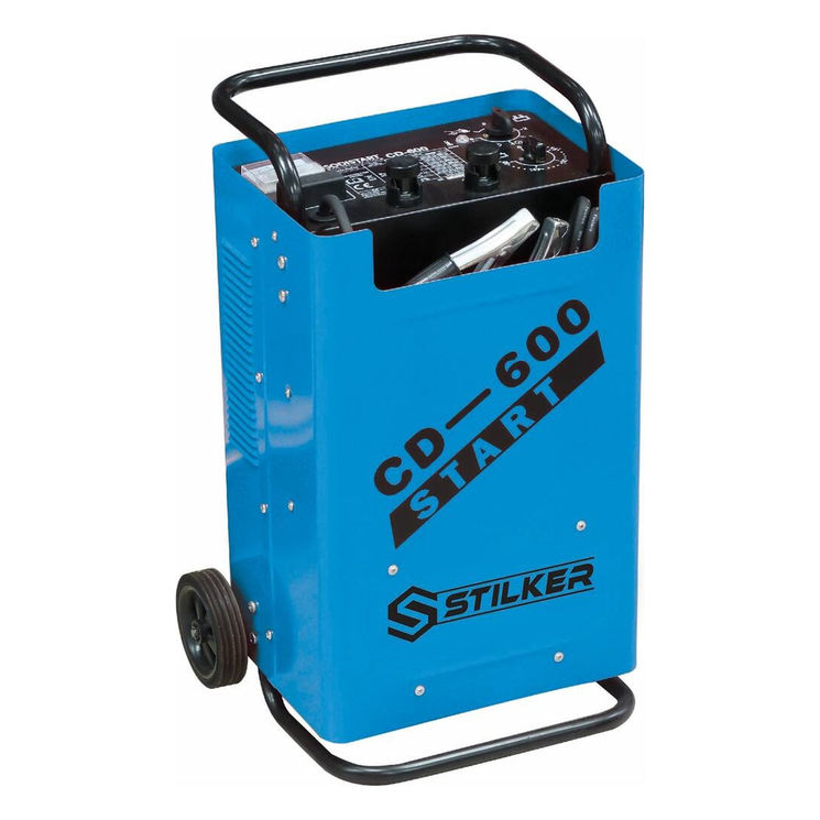 Chargeur, démarreur 12/24V sur roues, 2/12kW, courant de charge 60A, STILKER CD 600