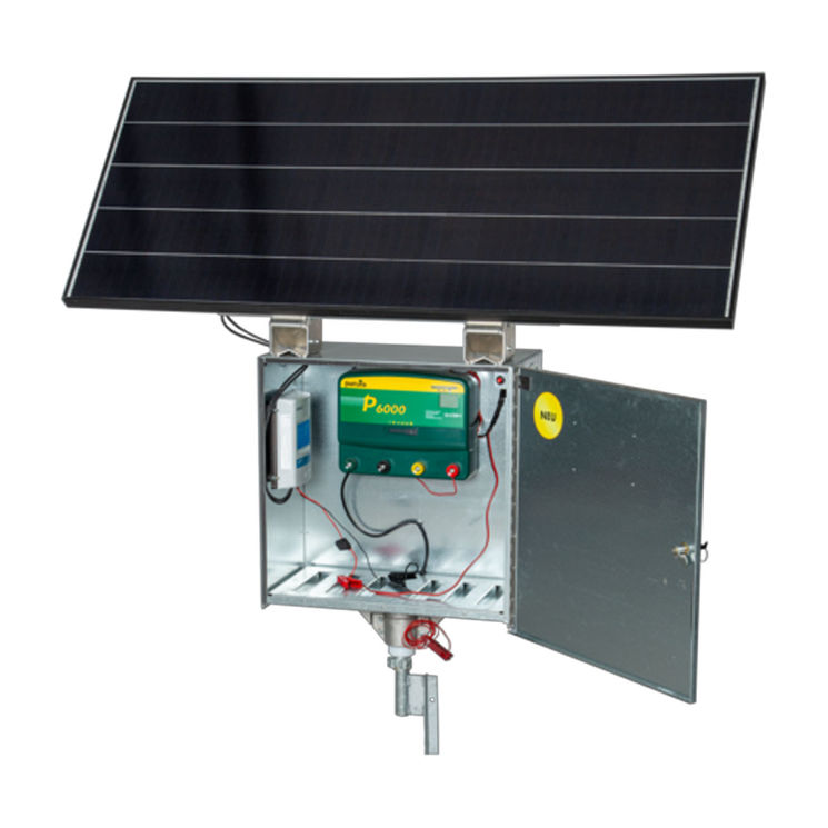 Électrificateur multifonctions P6000 230V / 12 V avec module solaire 200W et boîtier antivol MAXI, PATURA