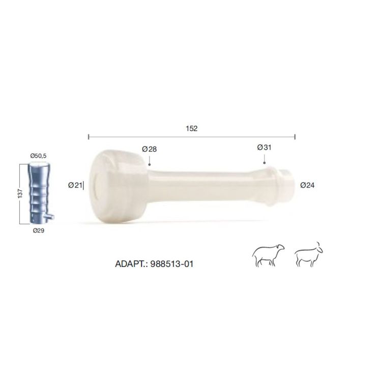 Lot de 4 manchons de traite chèvres silicone, adaptable Ultramilk Delaval 988513-01 N°1247S (C12)