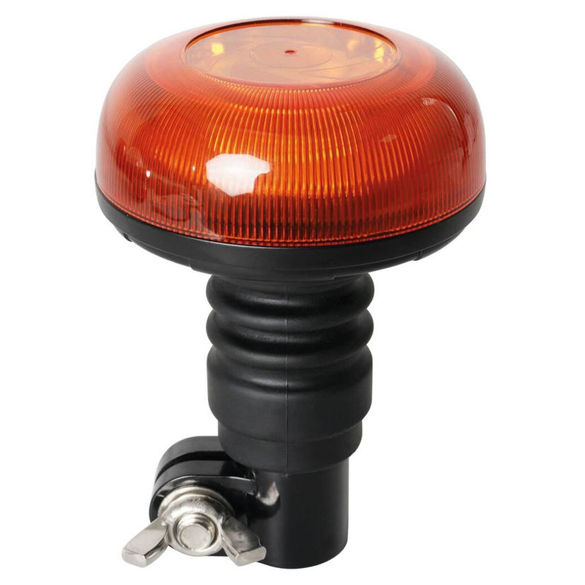 Gyrophare LED 12/24V, fixation sur tige flexible, homologué R65-R10, 7 fonctions