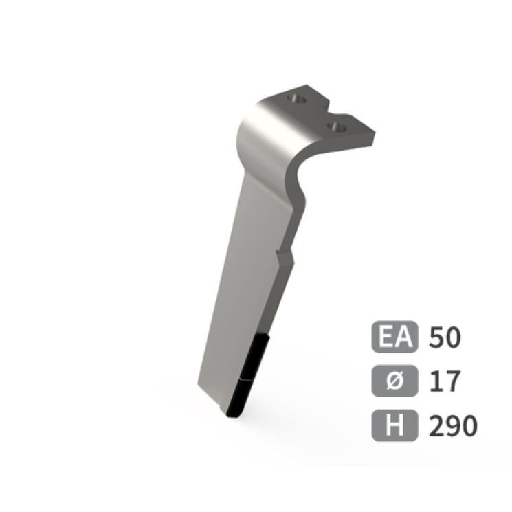 Dent carbure, 2 pastilles 2x45mm, pour herse rotative, FORIGO, 290mm, Ø17mm, entraxe 50mm, RLM58001, gauche, pièce interchangeable