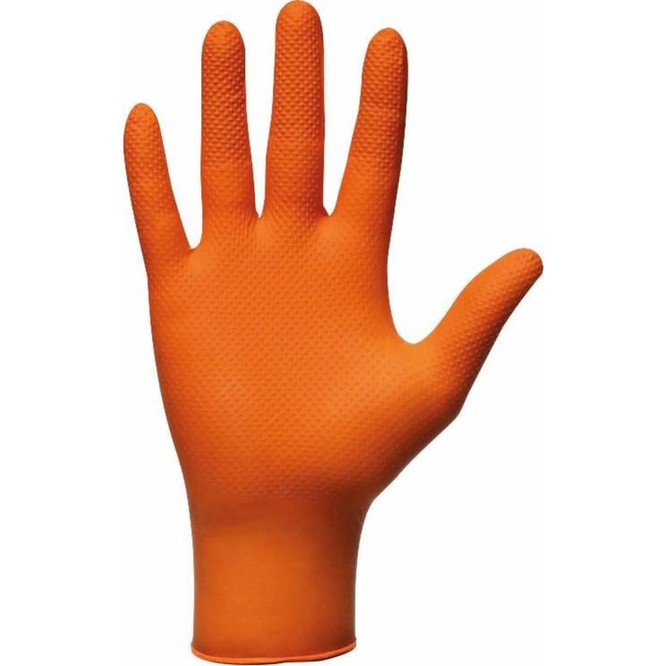 Boîte de 100 gants jetables M à XXL - Nitrile - Classe III, non poudré et non stérile, orange, MERCATOR