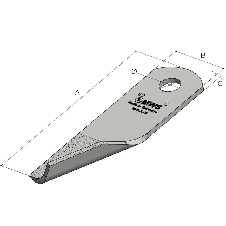 Couteau de broyeur à paille pour moissoneuse-batteuse New Holland 173x50x4.5mm, 755 785.0, pièce interchangeable