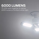 Ampoule haute luminosité 6000 Lumens avec panneaux LED réglables à 90 degrés, NEBO