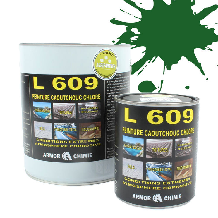 Peinture L609 CAOUTCHOUC CHLORÉ, Vert émeraude, RAL 6001, UNIVERSEL