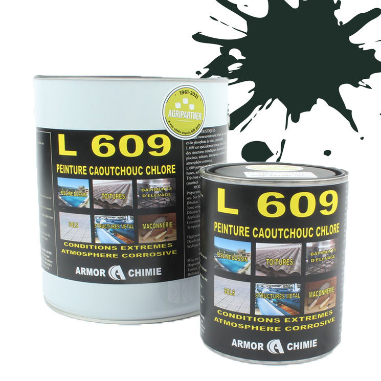 Peinture L609 CAOUTCHOUC CHLORÉ, Vert noir, RAL 6012, UNIVERSEL