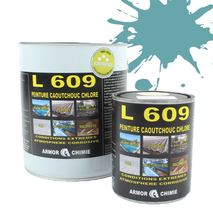 Peinture L609 CAOUTCHOUC CHLORÉ, Vert turquoise pastel, RAL 6034, UNIVERSEL