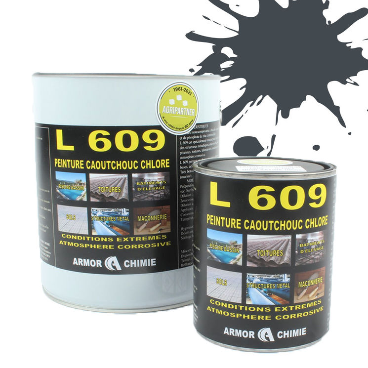 Peinture L609 CAOUTCHOUC CHLORÉ, Gris fer, RAL 7011, UNIVERSEL