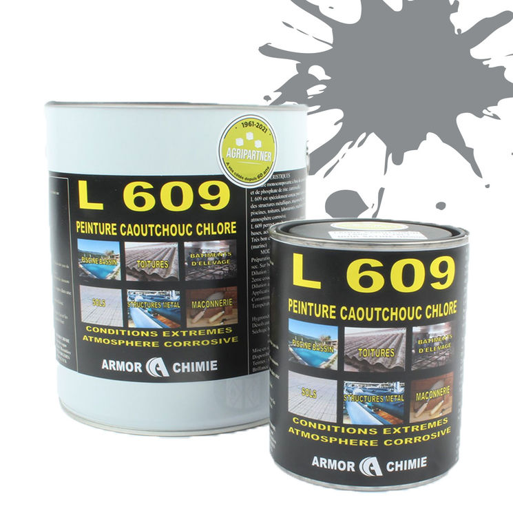 Peinture L609 CAOUTCHOUC CHLORÉ, Gris signalisationA, RAL 7042, UNIVERSEL