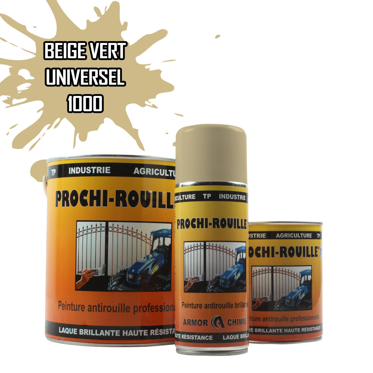 Peinture agricole PROCHI-ROUILLE brillante, Beige vert, RAL 1000, UNIVERSEL