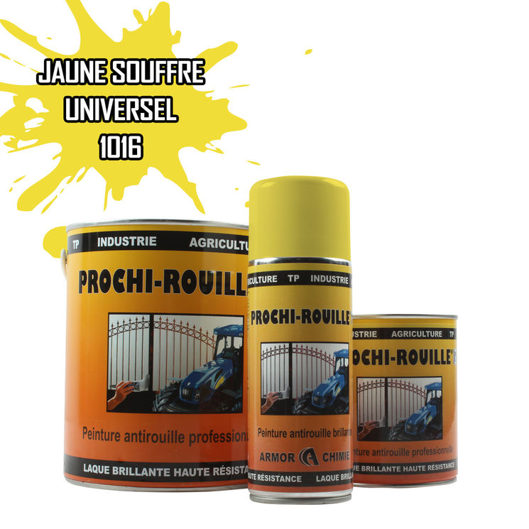 Peinture agricole PROCHI-ROUILLE brillante, Jaune soufre, RAL 1016, UNIVERSEL