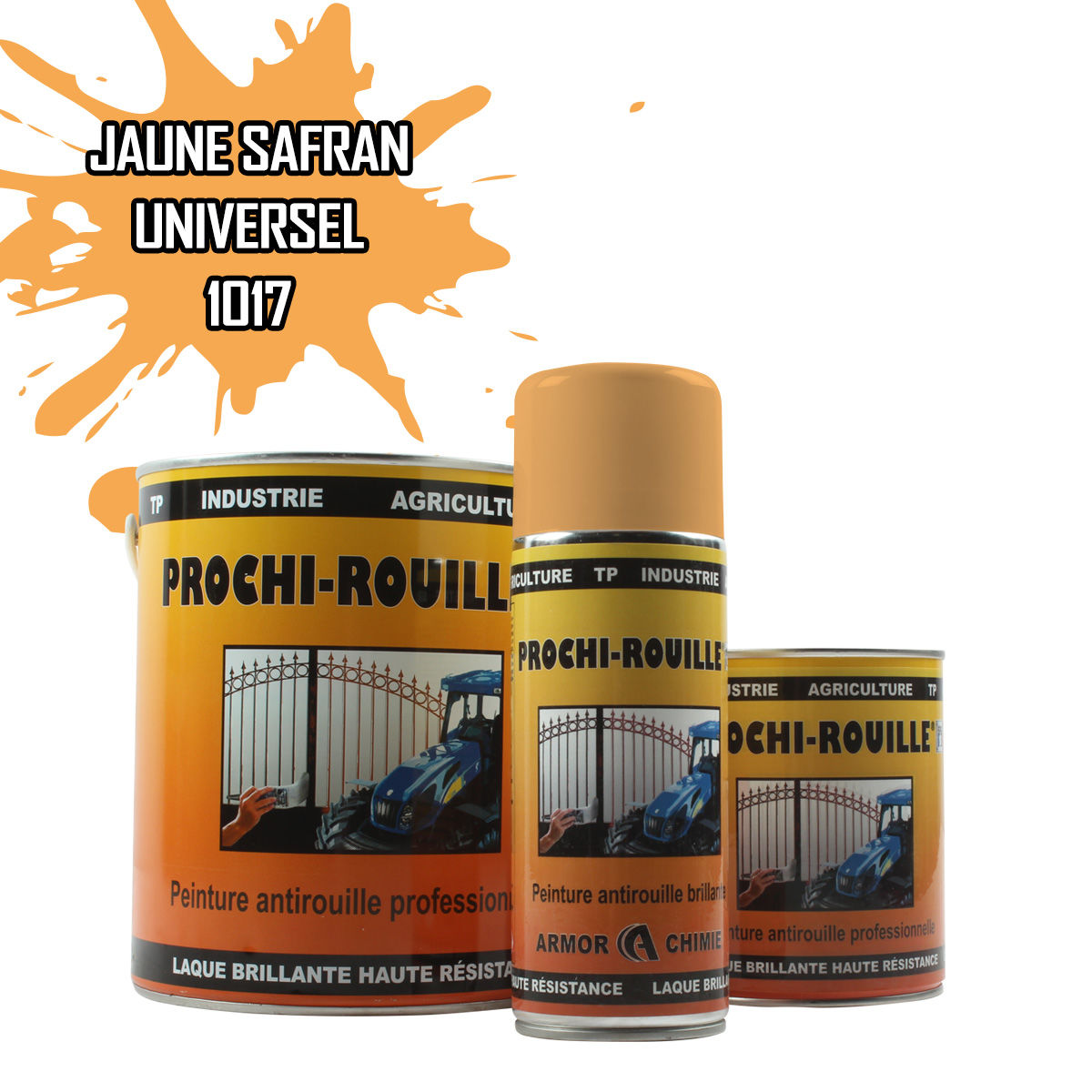 Peinture agricole PROCHI-ROUILLE brillante, Jaune safran, RAL 1017, UNIVERSEL