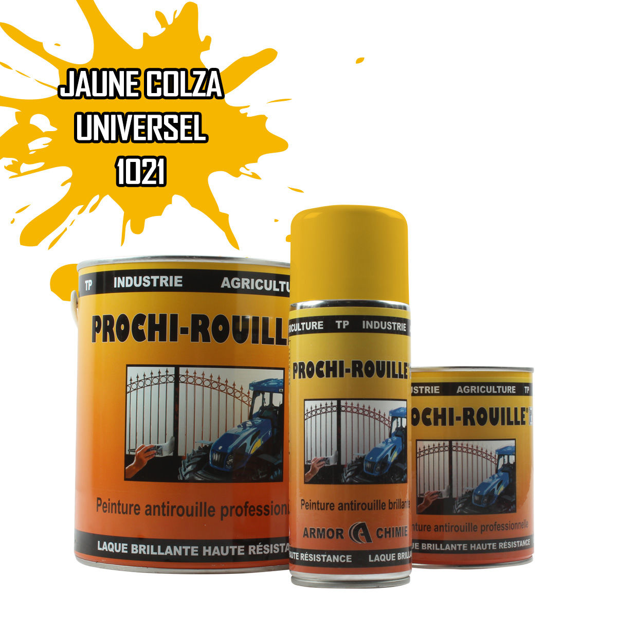 Peinture agricole PROCHI-ROUILLE brillante, Jaune colza, RAL 1021, UNIVERSEL