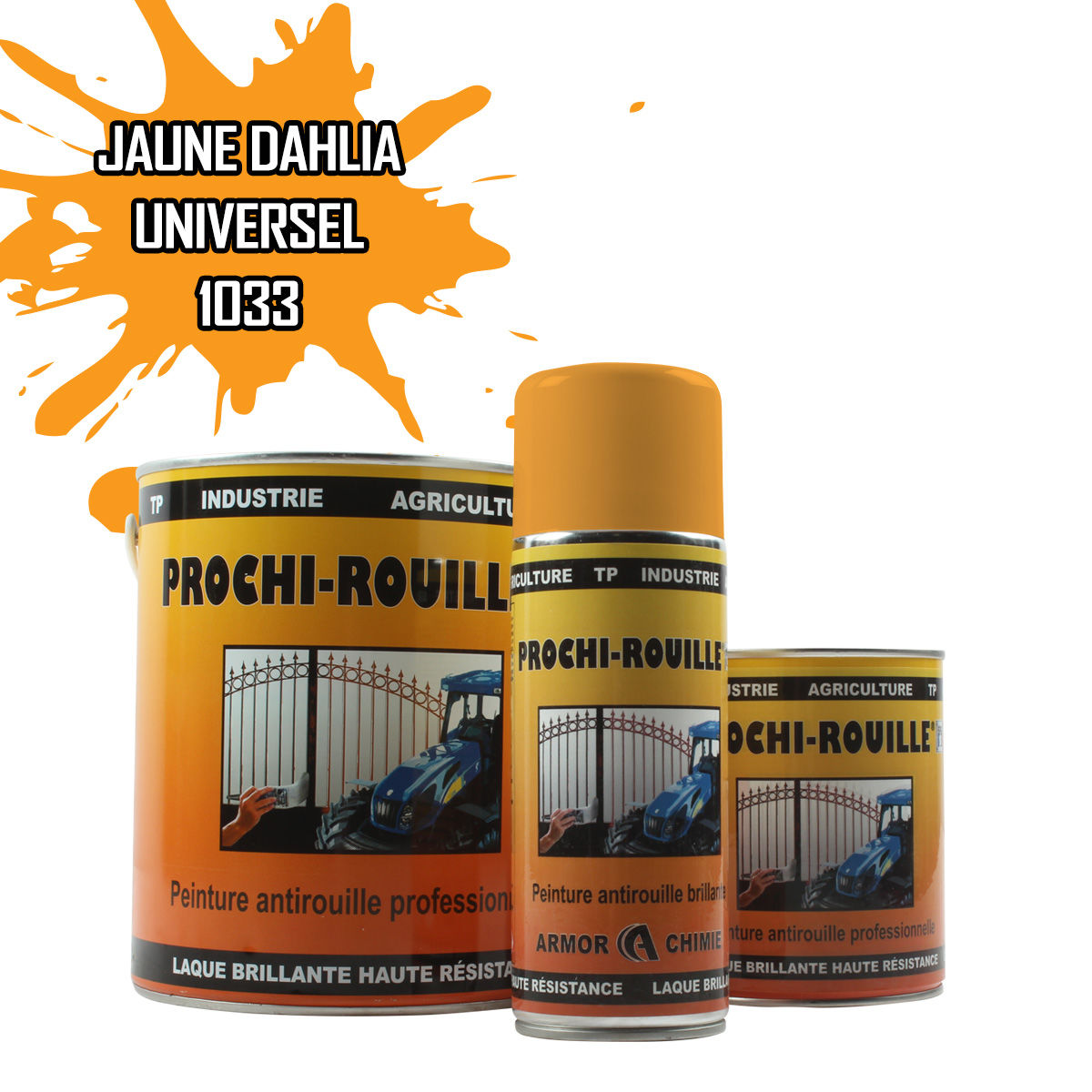 Peinture agricole PROCHI-ROUILLE brillante, Jaune dahlia, RAL 1033, UNIVERSEL