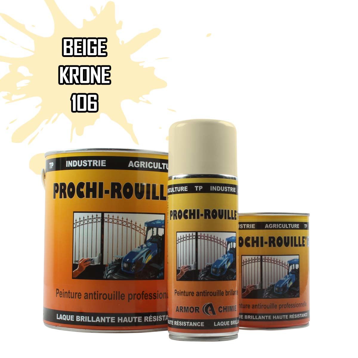 Peinture agricole PROCHI-ROUILLE brillante, Beige, 106, KRONE