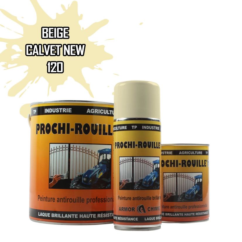 Peinture agricole PROCHI-ROUILLE brillante, Beige NEW, 120, CALVET