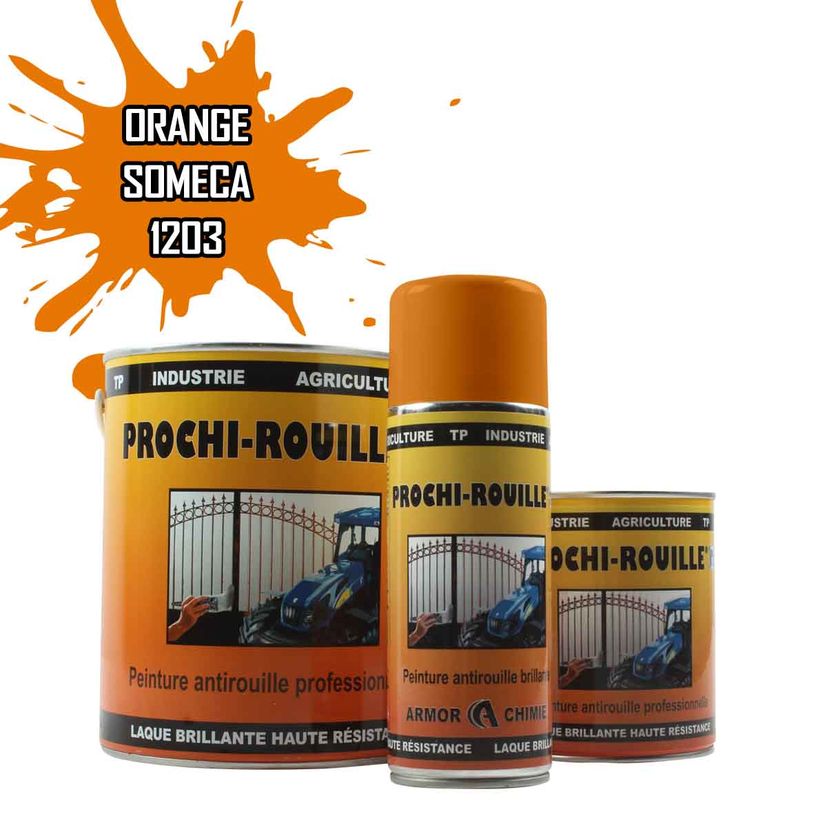 Peinture agricole PROCHI-ROUILLE brillante, Orange NEW, 1203, SOMECA