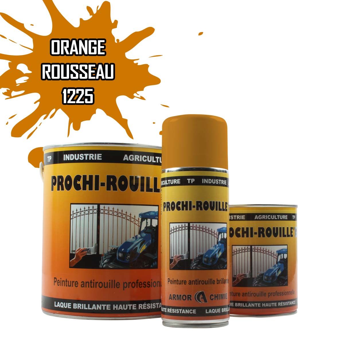 Peinture agricole PROCHI-ROUILLE brillante, Orange, 1225, ROUSSEAU