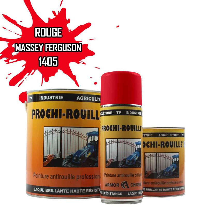 Peinture agricole PROCHI-ROUILLE brillante, Rouge NEW, 1405, MASSEY FERGUSSON