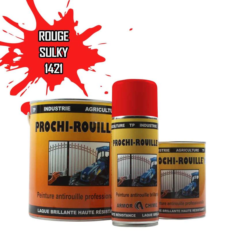 Peinture agricole PROCHI-ROUILLE brillante, Rouge NEW, 1421, SULKY