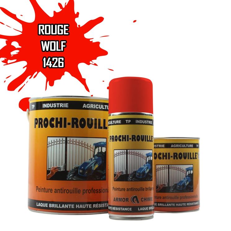 Peinture motoculture PROCHI-ROUILLE brillante, Rouge, 1426, WOLF