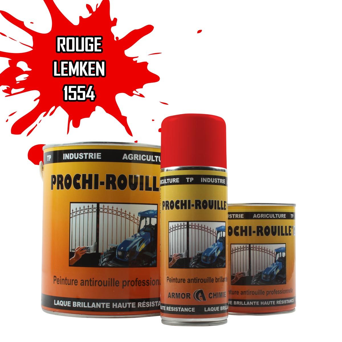 Peinture agricole PROCHI-ROUILLE brillante, Rouge, 1554, LEMKEN