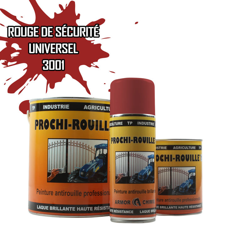 Peinture agricole PROCHI-ROUILLE brillante, Rouge de sécurité, RAL 3001, UNIVERSEL