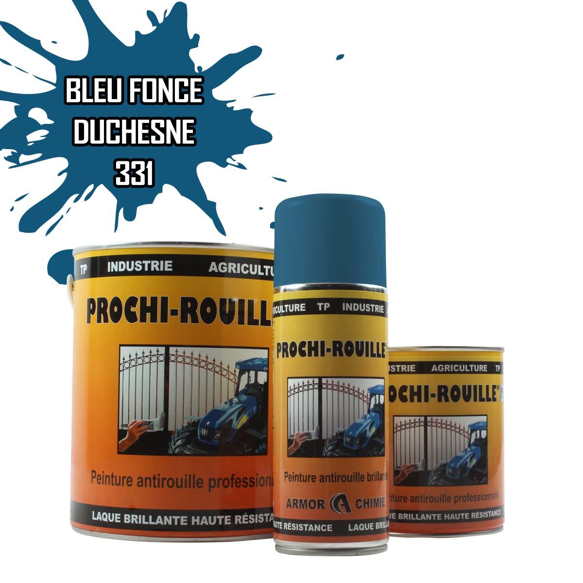 Peinture agricole PROCHI-ROUILLE brillante, Bleu, 331, DUCHESNE