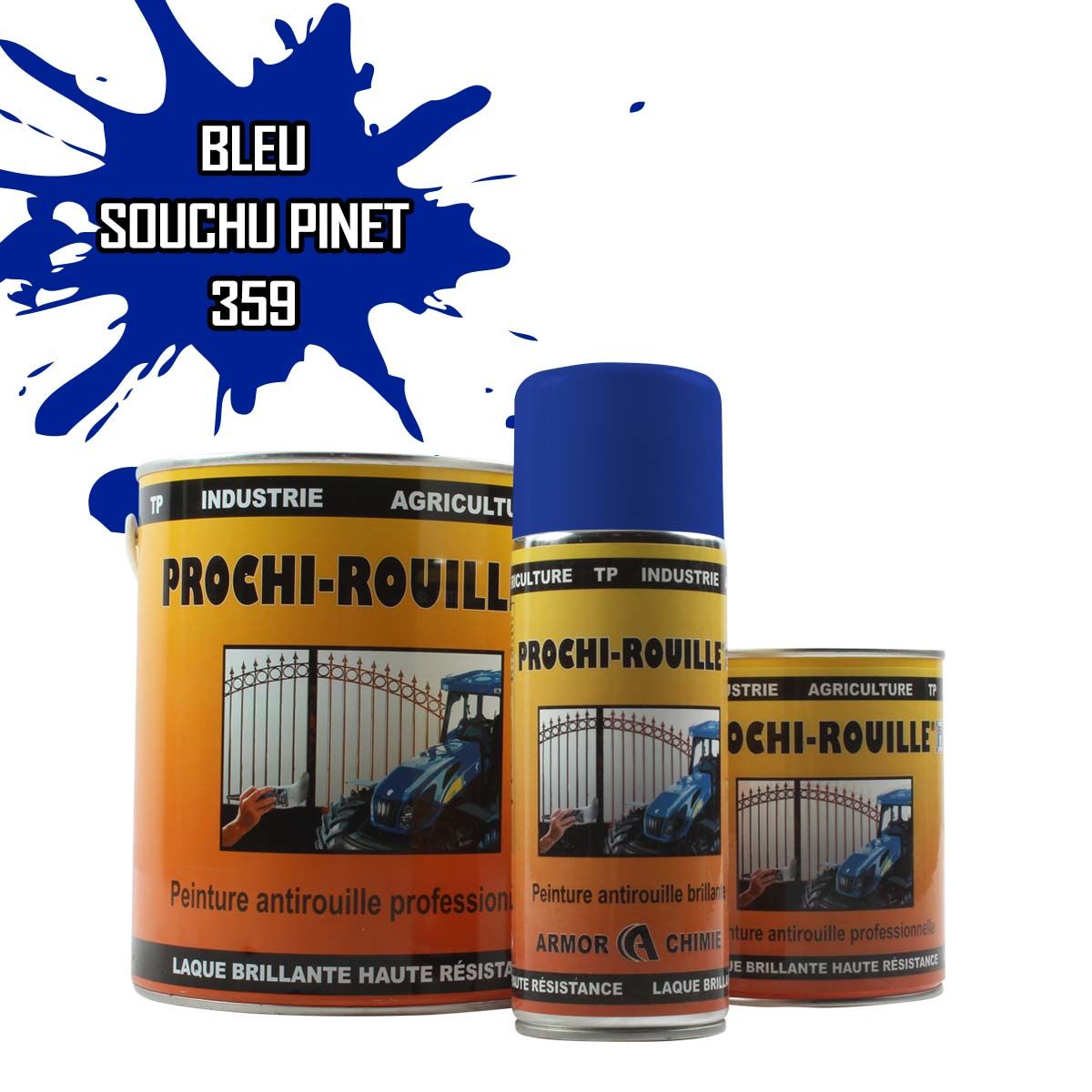 Peinture agricole PROCHI-ROUILLE brillante, Bleu, 359, SOUCHU PINET